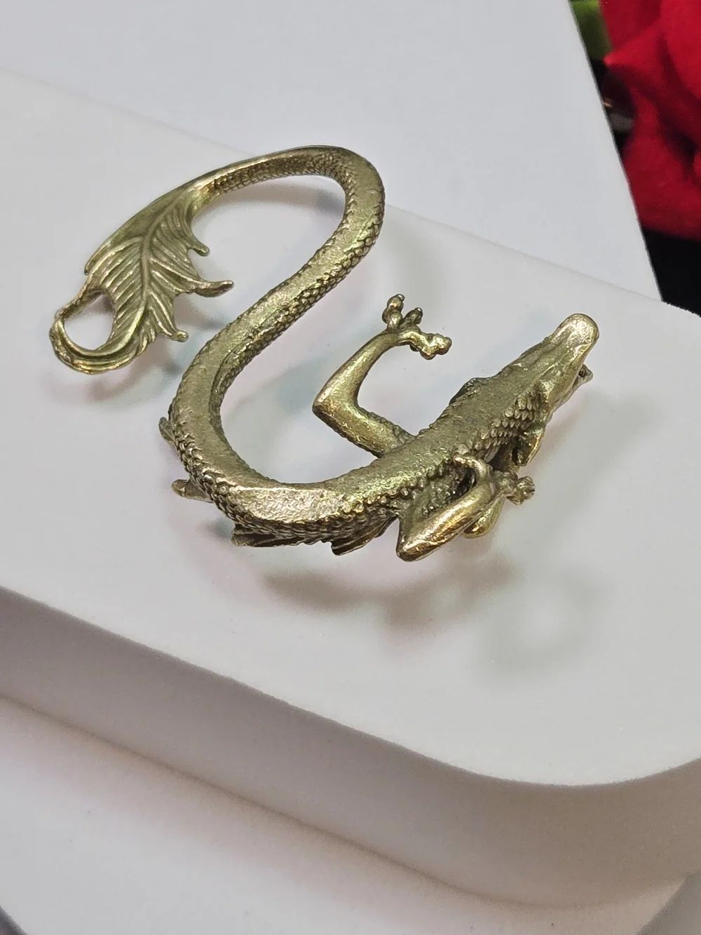 Mini Brass Chinese Dragon Figurine Medieval Lindwyrm Fantasy Statue DND Decor - Picture 9 of 9